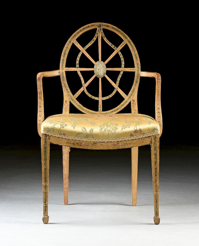 Appraisal: A GEORGE III - NEOCLASSICAL PAINTED ELM AND BEECH ARMCHAIR