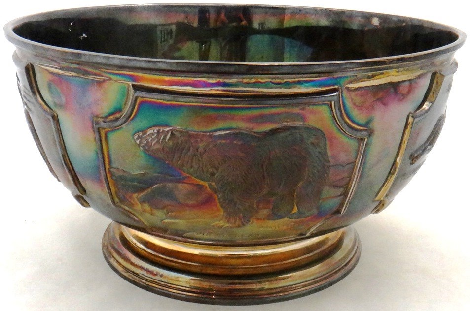 Appraisal: A silver bowl of circular form the body decorated with