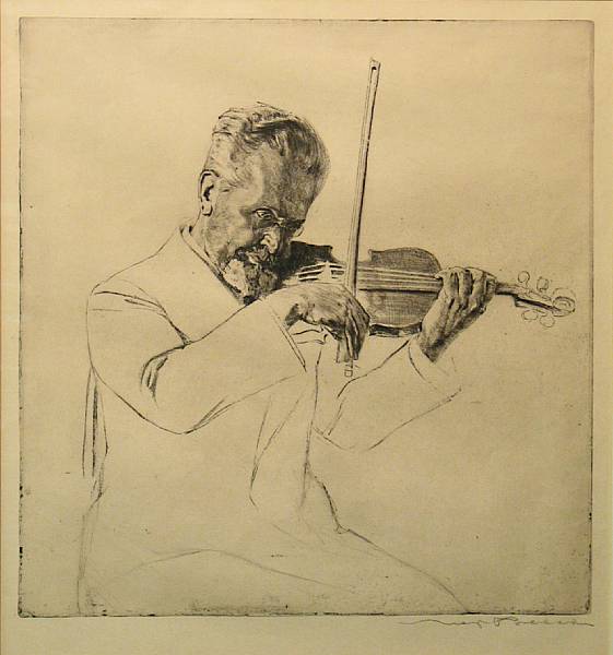 Appraisal: Max Pollak Austrian - Prof Arnold Ros c Etching on