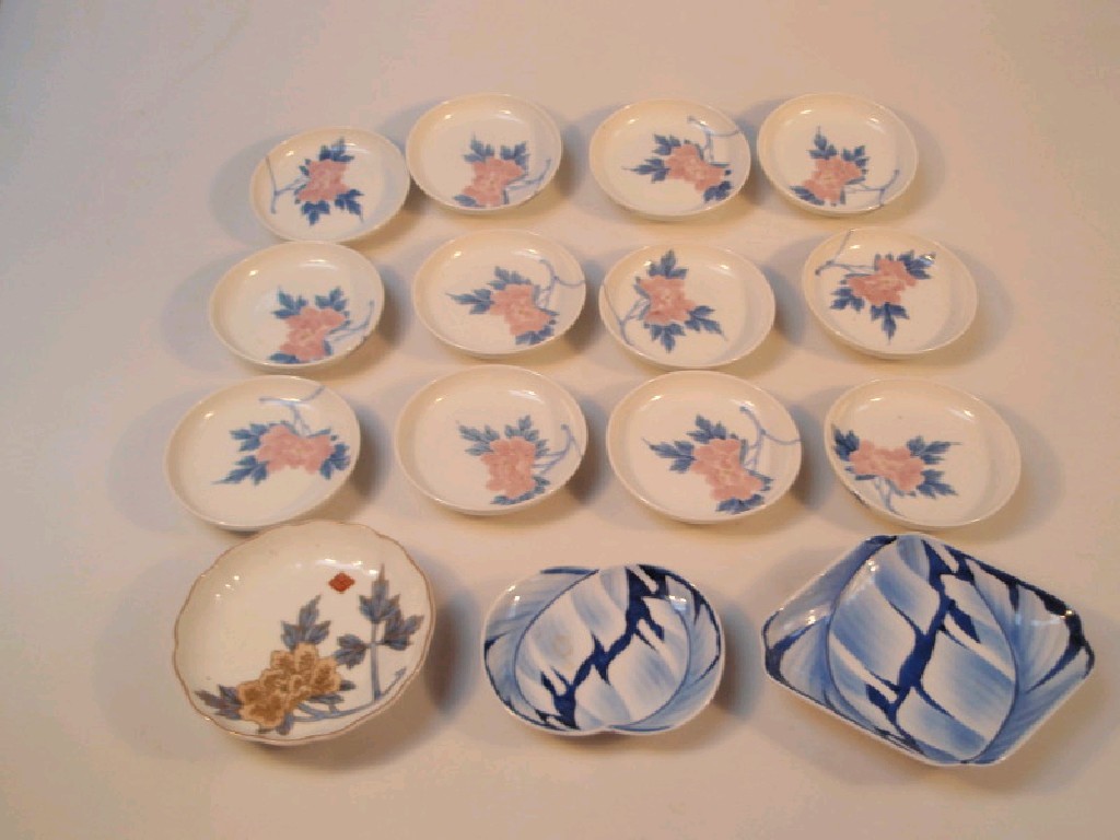 Appraisal: Fifteen small Japanese hand painted dishes all signed by the