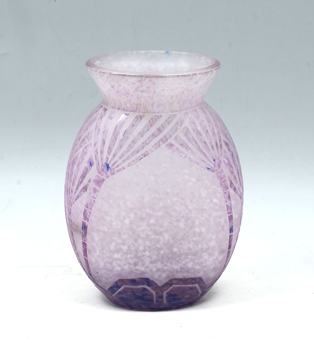 Appraisal: LA VERRE FRANCE CAMEO GLASS VASE Variegated purple with blue