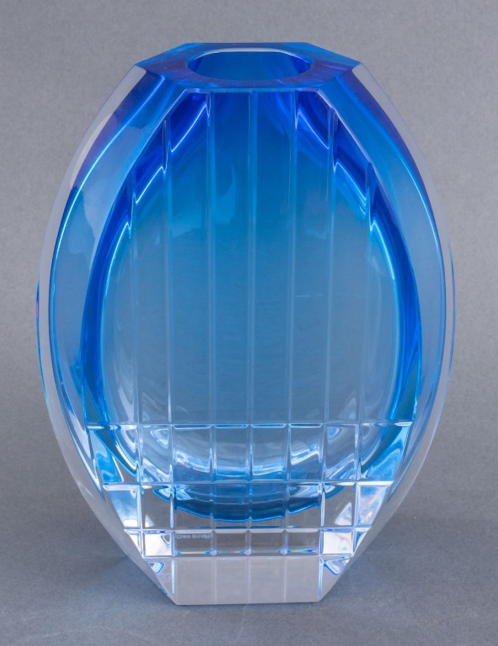 Appraisal: BACCARAT BLUE COBALT AND CLEAR CRYSTAL VASE Blue cobalt and