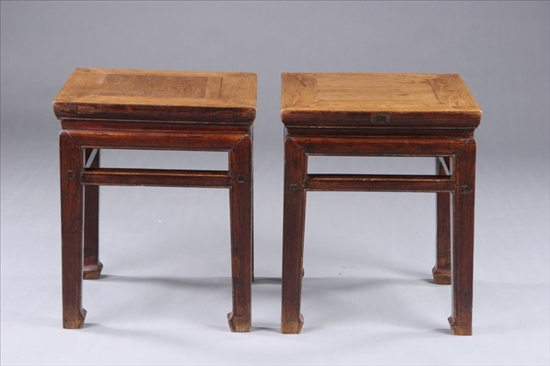 Appraisal: PAIR CHINESE ELMWOOD STOOLS Ming Dynasty th century Shanxi province