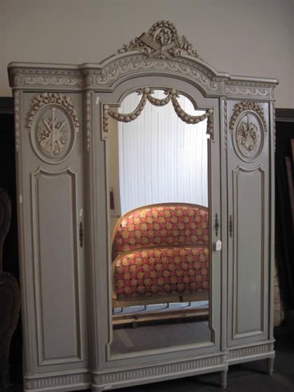 Appraisal: Louis XVI style gray painted armoireearly th century