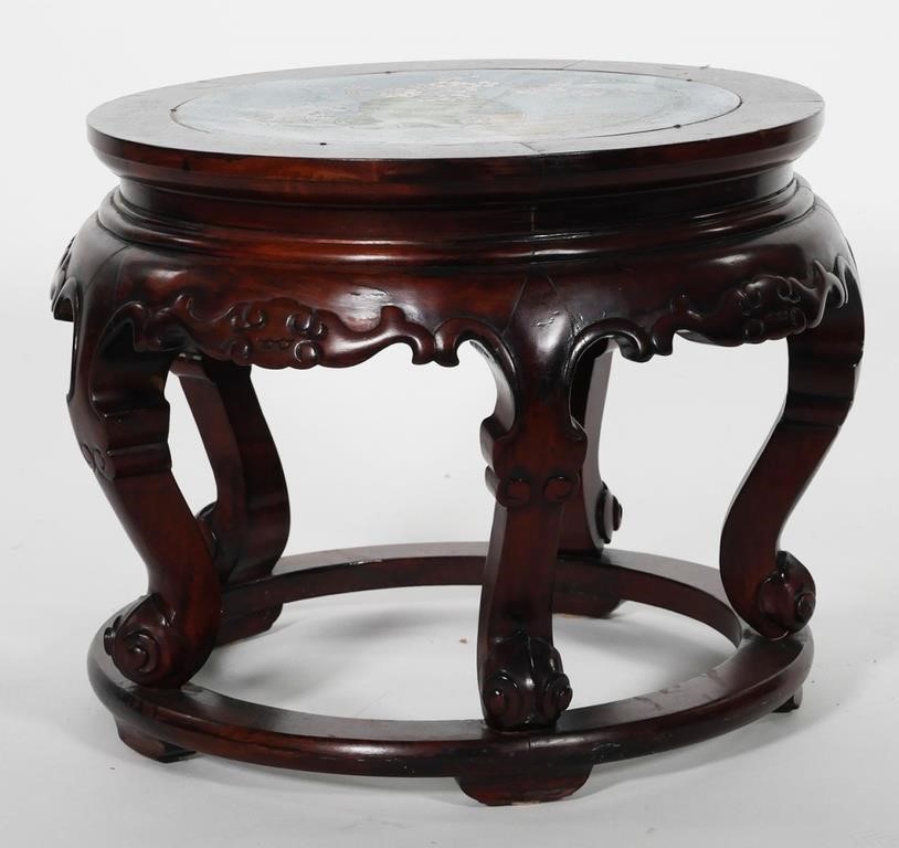 Appraisal: Vintage carved Asian rosewood or Mahogany stool or side table