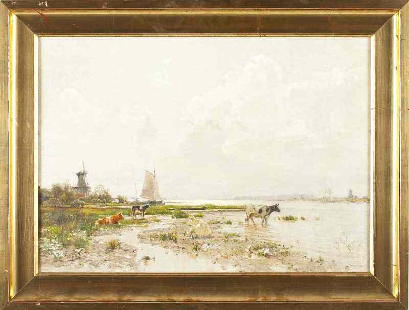 Appraisal: Willem Maris Dutch - Polder Landscapeoil on canvas lined a