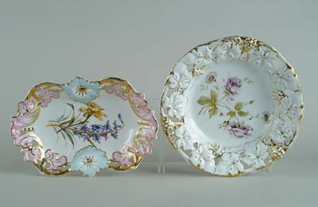 Appraisal: TWO DECORATIVE PORCELAIN TRAYS Each decorated with flowers and having