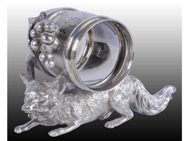 Appraisal: Crouching Fox Grapes Figural Napkin Ring Description Large fox crouches