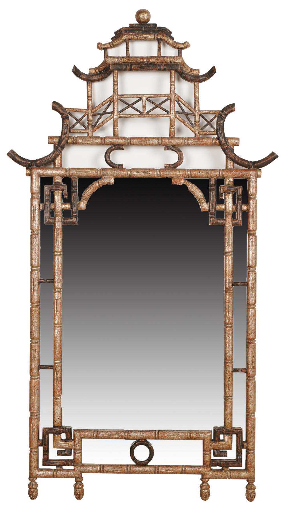 Appraisal: CHINOISERIE FAUX BAMBOO WALL MIRRORmodern unsigned x inches Condition