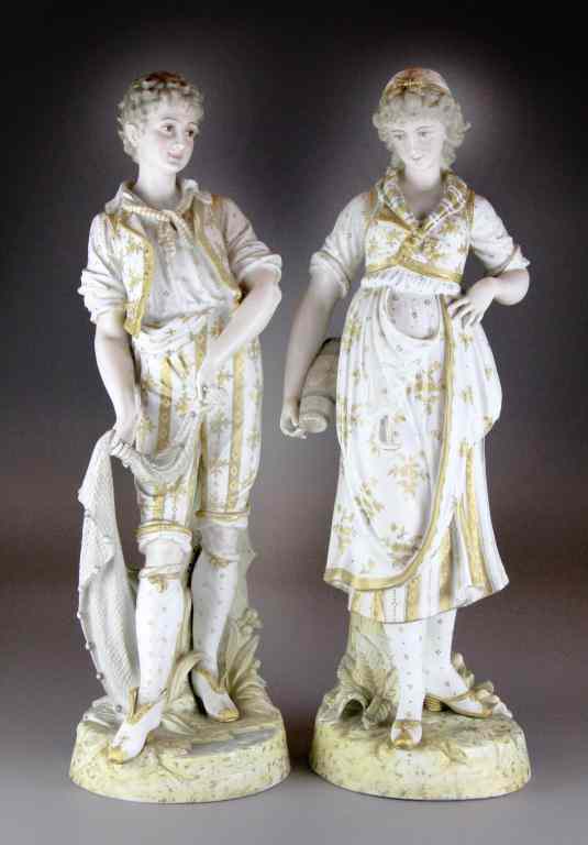 Appraisal: Pr Of Impressive Heubach Porcelain Bisque FiguresTo include a bisque