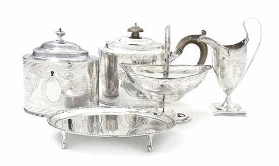 Appraisal: A George III Silver Tea Service Hester Bateman London having