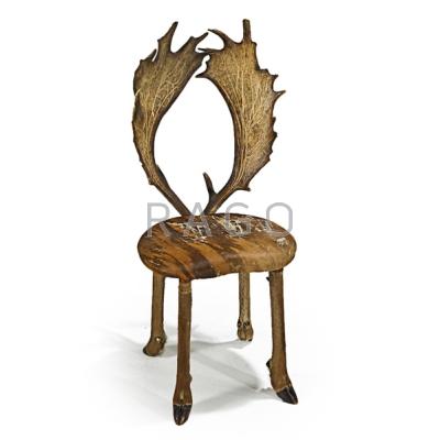 Appraisal: SAMARAL Antler side chair Spain s Elk antlers hooves and