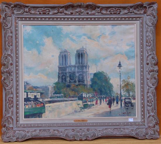 Appraisal: JEAN SALABET Oil on canvas Perisian Street Scene depicting Notre