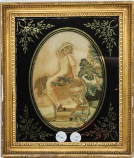 Appraisal: A Continental Needlework Panel th th century depicting a figure