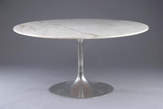 Appraisal: MID-CENTURY MODERN MARBLE TABLE th century after Erro Saarinen Cream-colored