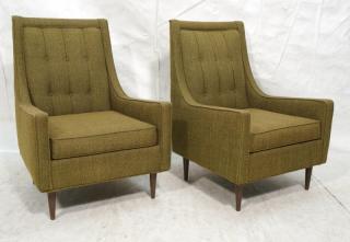 Appraisal: Pr Olive Green Tweed Tall Back Modern Lounge Chai Pr