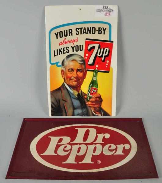 Appraisal: Lot of Cardboard up Tin Dr Pepper Signs Description The