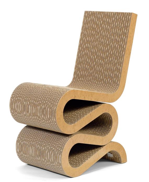 Appraisal: GEHRY FRANK CHAIR Wiggle designed Vitra Corrugated cardboard and wood