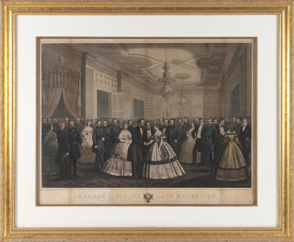 Appraisal: HAND-COLORED PRINT ABRAHAM LINCOLN S LAST RECEPTION TH CENTURY X