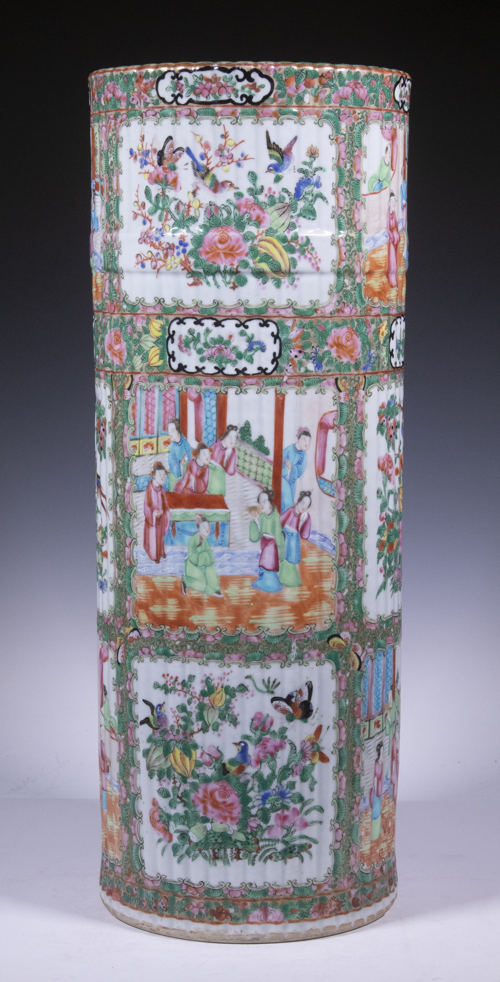 Appraisal: CHINESE PORCELAIN UMBRELLA STAND Mid- th c Rose Medallion Porcelain