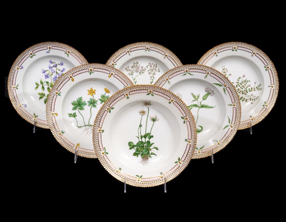 Appraisal: FLORA DANICA DEEP PLATES Flora Danica Deep Plates Royal Copenhagen