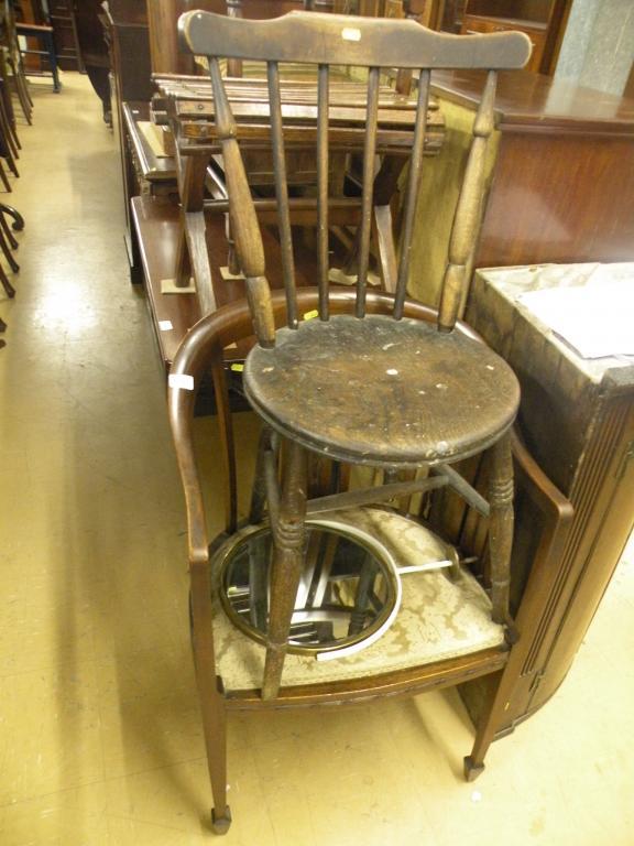 Appraisal: An Edwardian mahogany tub shaped chair a stick back kitchen