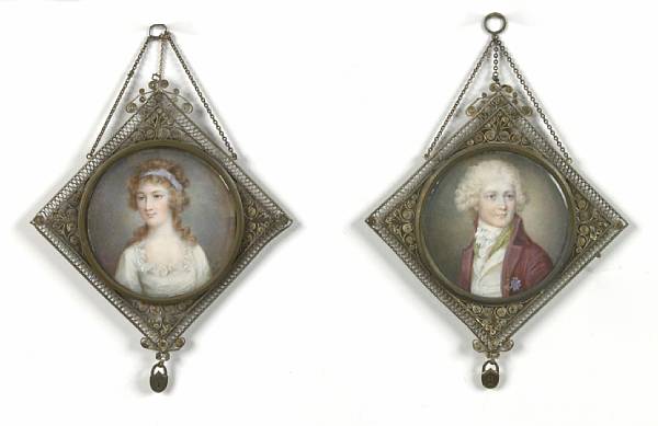 Appraisal: French School A pair of portrait miniatures late th century