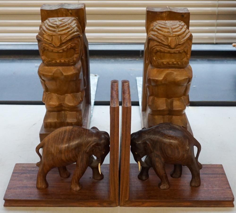 Appraisal: Two Pairs Carved Wood Bookends