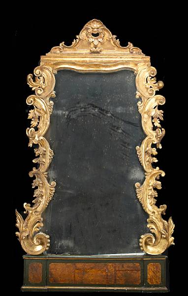 Appraisal: A fine Venetian Rococo giltwood and faux marble pier mirror