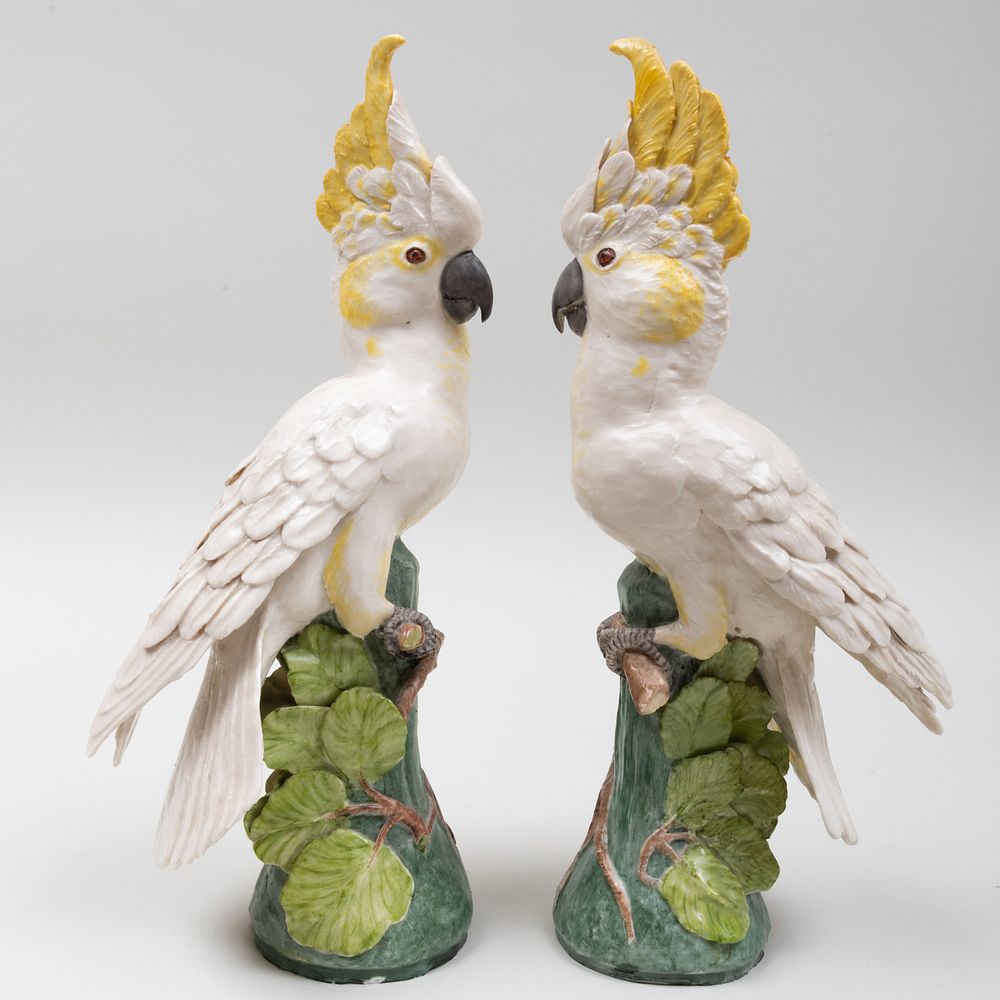 Appraisal: Pair of Lady Anne Gordon Porcelain Models of Cockatoos Signed