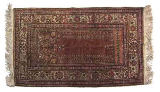 Appraisal: A Persian Silk and Wool Prayer Rug having foliate decoration