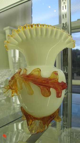 Appraisal: VICTORIAN FRILLED GLASS VASE LOSSES