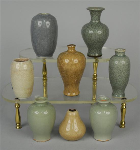 Appraisal: COLLECTION OF EIGHT CHINESE CELADON GLAZED VASES pear formed example