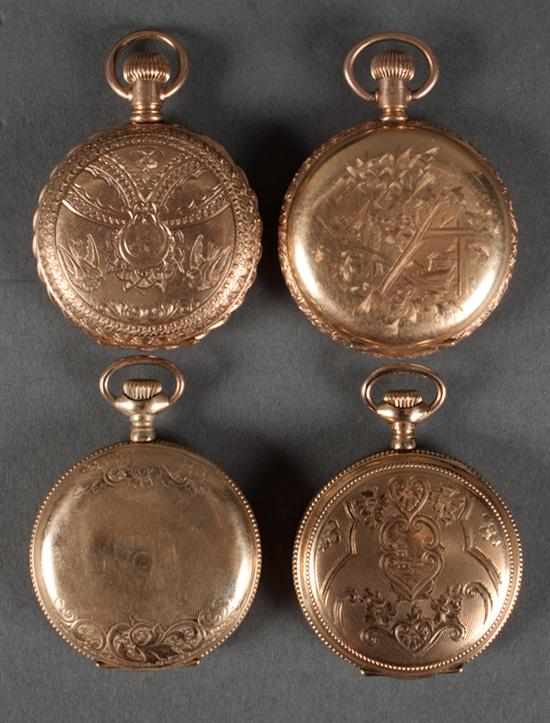 Appraisal: Group of gold-filled pocket watches including Seth Thomas engraved hunting-case