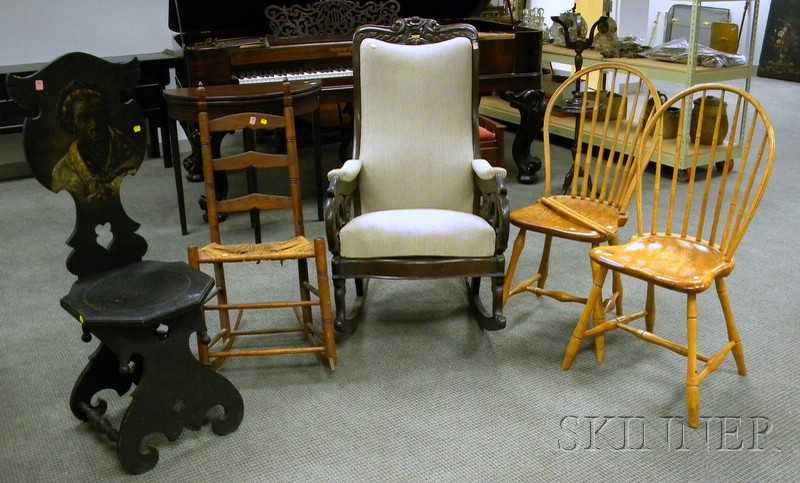 Appraisal: Five Assorted th and Early th Century Chairs two Windsor