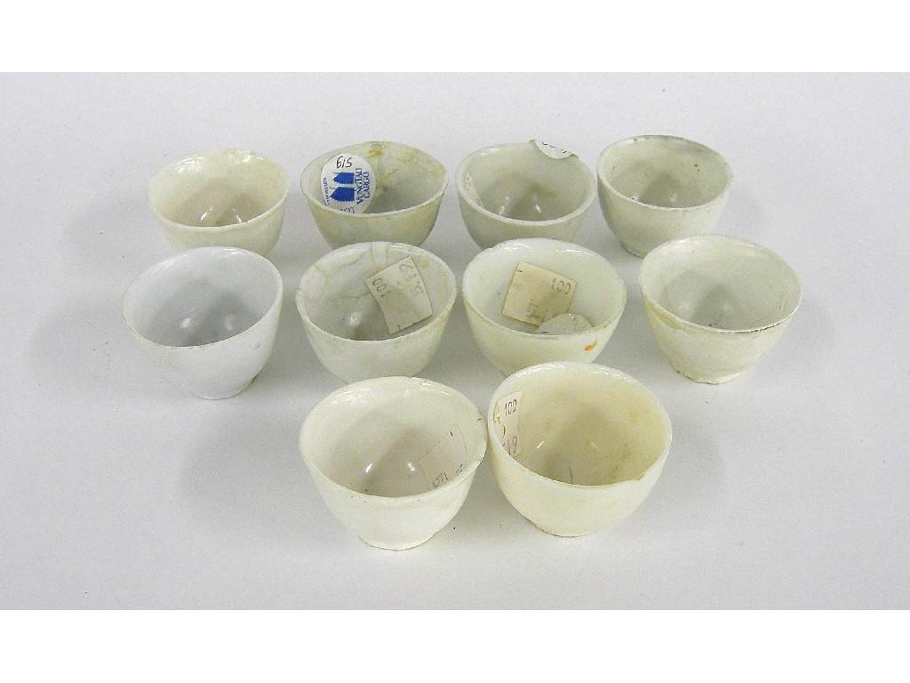 Appraisal: Ten Vung Tau Cargo blanc de chine miniature cups circa