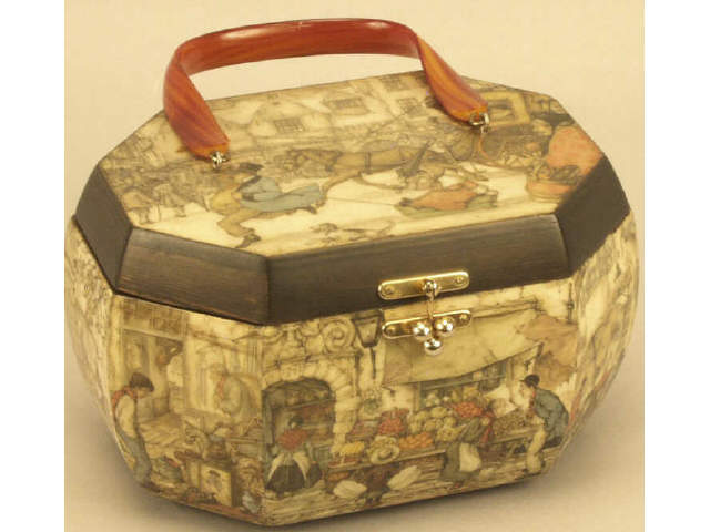 Appraisal: 's ladies cosmetic bag or purse decorated in the style