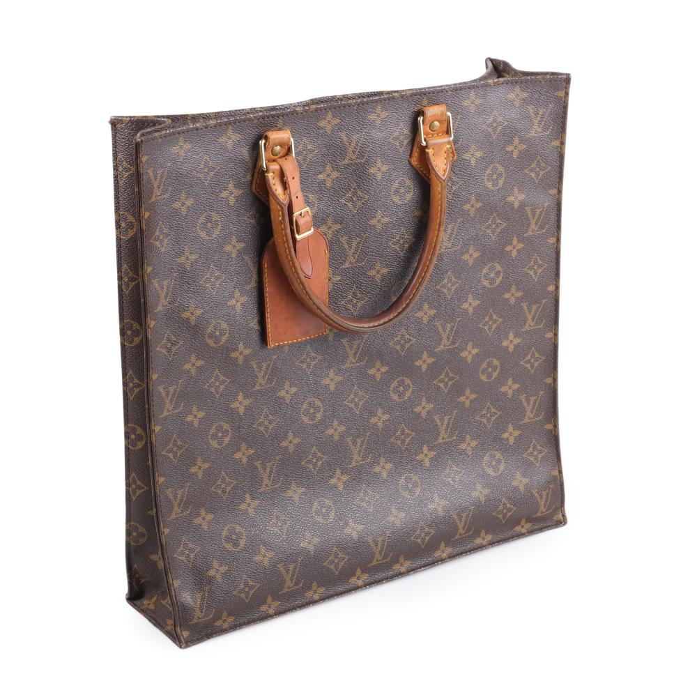 Appraisal: Louis Vuitton monogram Sac Plat tote shoulder bag coated canvas