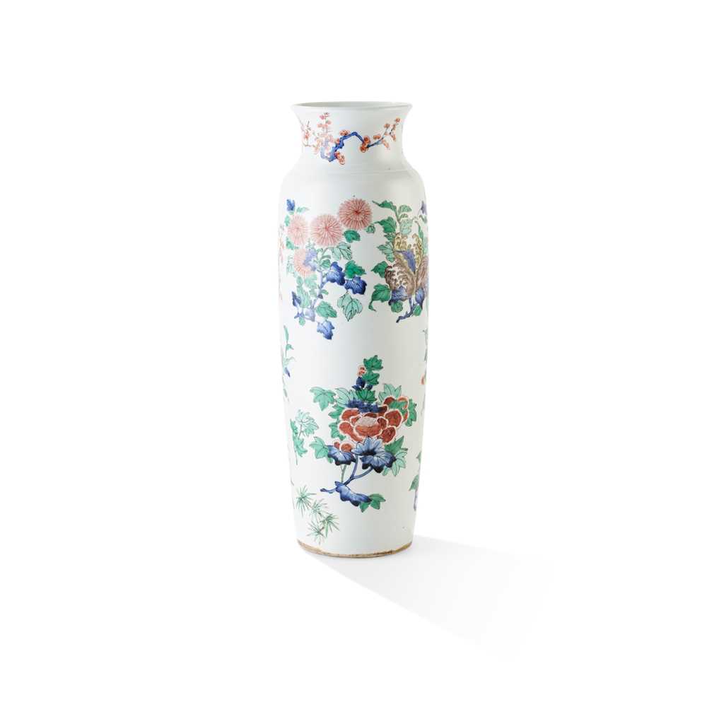 Appraisal: WUCAI SLEEVE VASE of tapering cylindrical form painted with scattered