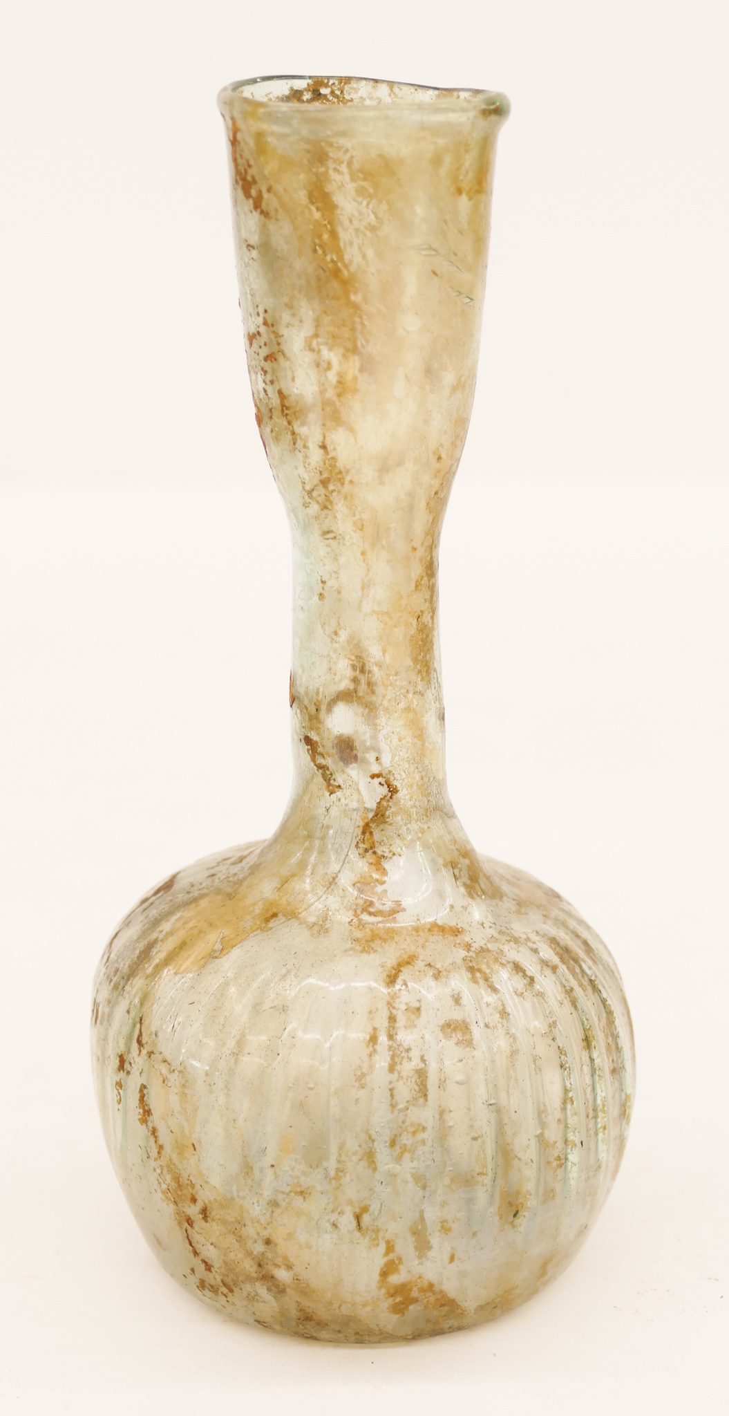 Appraisal: Ancient Roman Glass Flask Vessel ''x '' A tall elongated