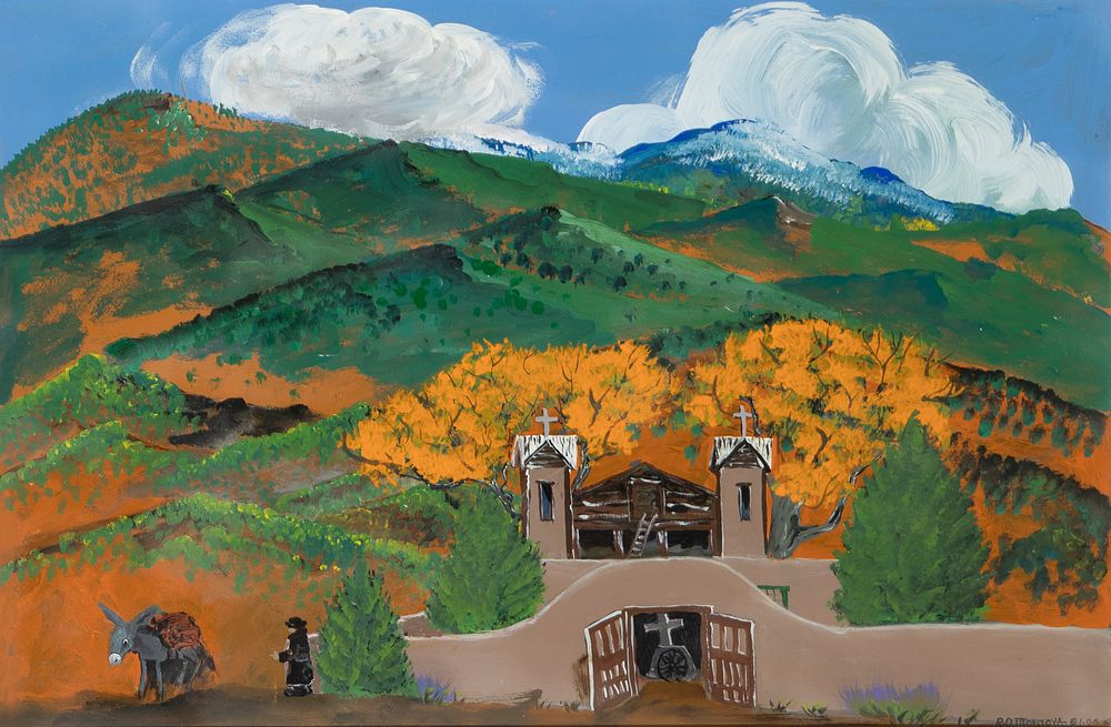 Appraisal: Ruben O Montoya Untitled New Mexico Church and Landscape Ruben