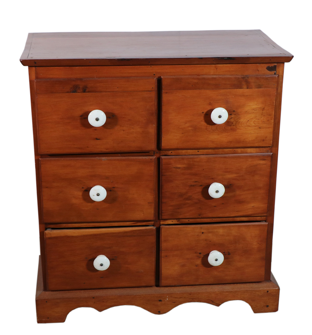 Appraisal: SIX DRAWER CHERRY CHEST Handmade solid cherry six drawer chest