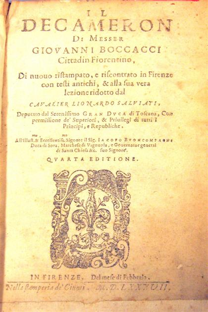 Appraisal: vol Boccaccio Giovanni Il Decameron Florence Giunti Ed l Salviati