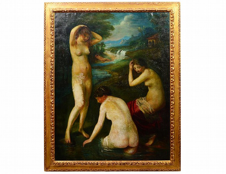 Appraisal: EUROPEAN SCHOOL TH CENTURY Three Graces Unsigned Oil on Canvas