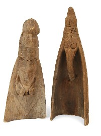 Appraisal: TWO RAMU RIVER CANOE PROWS Sepik River mid th century