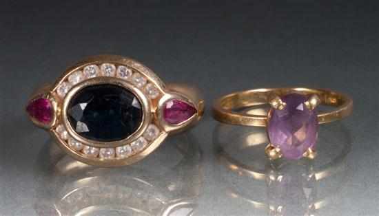 Appraisal: K gold and amethyst ring together with a K gold