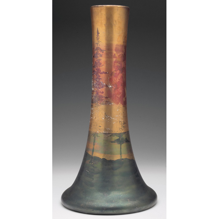 Appraisal: Weller LaSa vase cylindrical shape with a flaring foot covered