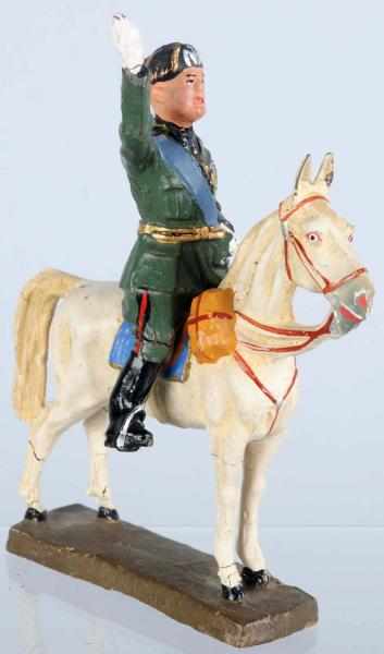 Appraisal: Elastolin Mussolini on Horse Duce saluting on white horse Couple