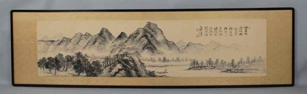 Appraisal: KOREAN LANDSCAPE PAINTING ink on paper the scroll now framed