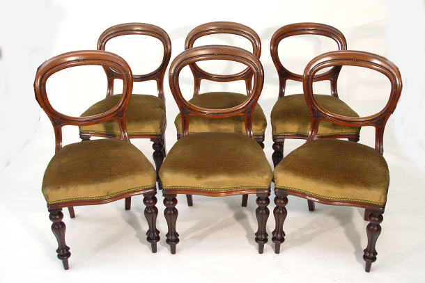 Appraisal: Set of six Victorian Mahogany baloon back dining chairs with